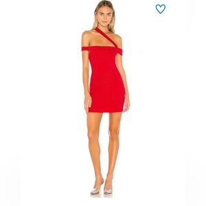 Superdown Linda Red Asymmetric Bodycon Dress